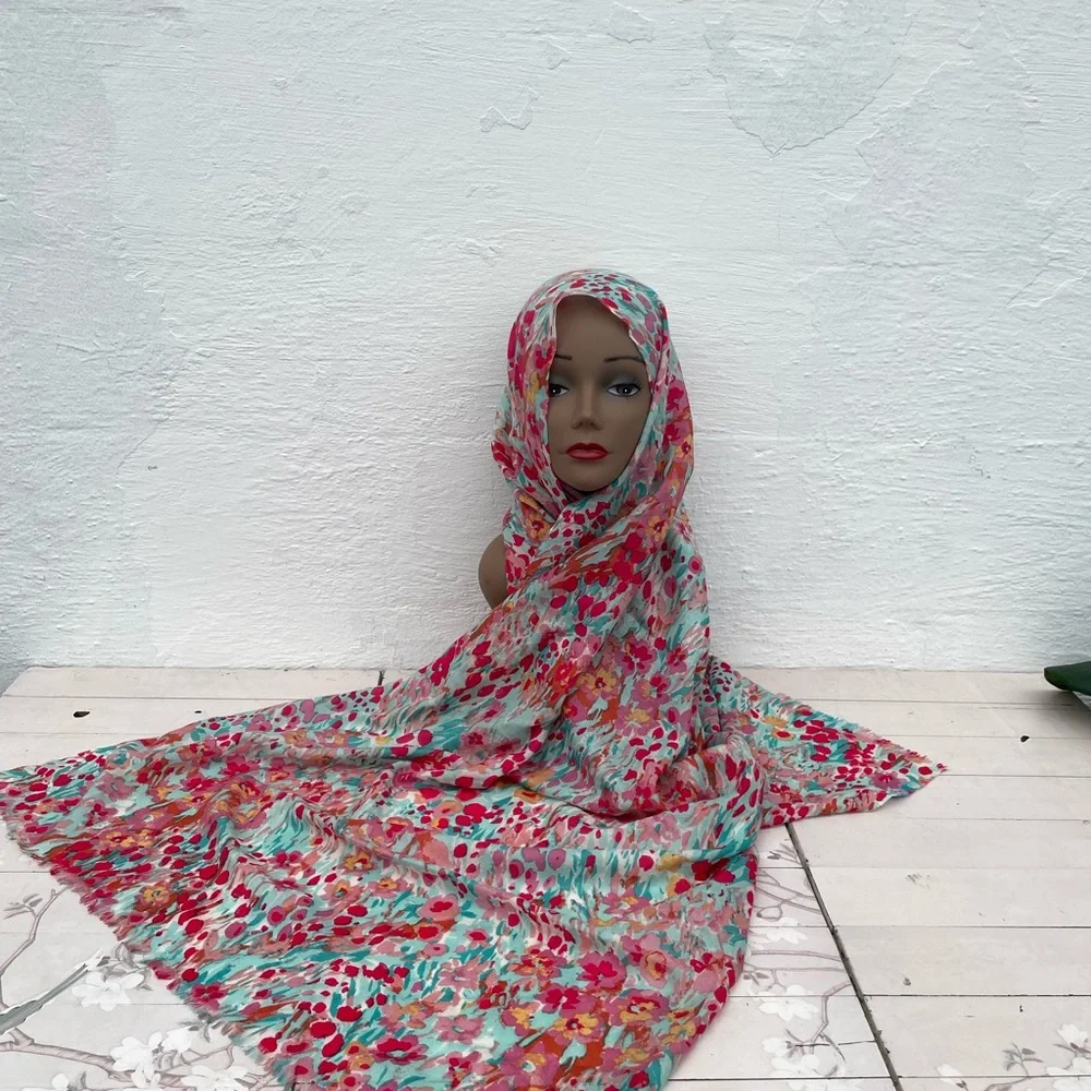 J. McLaughlin Floral Throw Blanket - Turquoise, Pink & Yellow